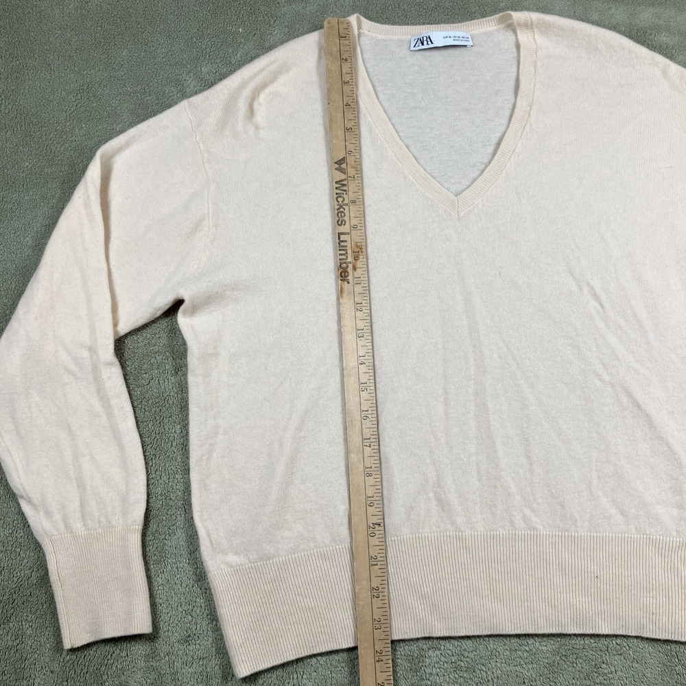 Zara 100% Wool Pullover Sweater Ivory Large/XL Holiday Quiet Lux Closet Staple - Picture 9 of 12